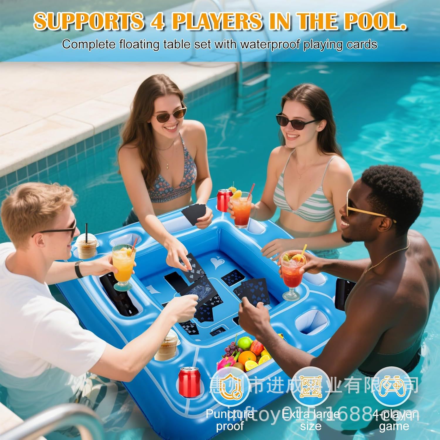 Pool Floating Game Table Pvc Inflatable Floating Table Adult Pool Float Drink Includes 12 Drink Holders Customized
