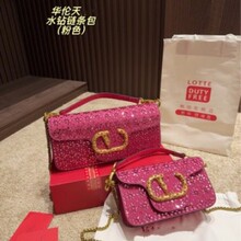 跨境V字标包VT包包重工满钻小花朵字母链条腋下单肩斜挎小方包