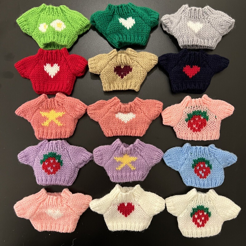 Labubu Doll Clothes Strawberry Knitted Cotton Doll Outfit Accessories Elastic Embroidered Sweater West Highland Love Doll Clothes Labubu Doll Clothes Strawberry Knitted Cotton Doll Outfit Accessories Elastic Embroidered Sweater West Highland Love Doll Clothes