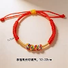 Colorful knot-drawing red rope around the golden line