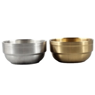304 Stainless Steel Korean Double Layer Rice Bowl Golden Imperial Bowl 10cm Small Rice Bowl 304 Korean Soup Bowl Tableware