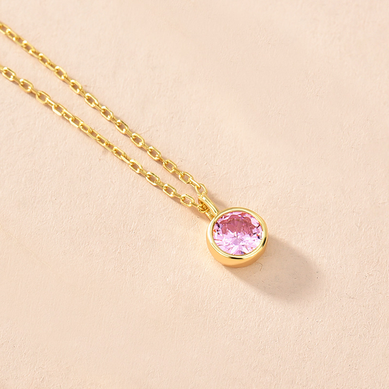 Collar de plata de ley S925 con un solo diamante, doce constelaciones, piedra natal, estilo k, joyería simple y versátil, colgante diy, cadena de clavícula