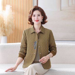 2025新款妈妈秋装外套洋气时尚开衫中老年女装春秋休闲夹克上衣服|undefined