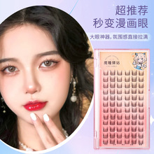 太阳花小恶魔假睫毛免胶自粘自然整簇一整条浓密款眼睫毛免胶款