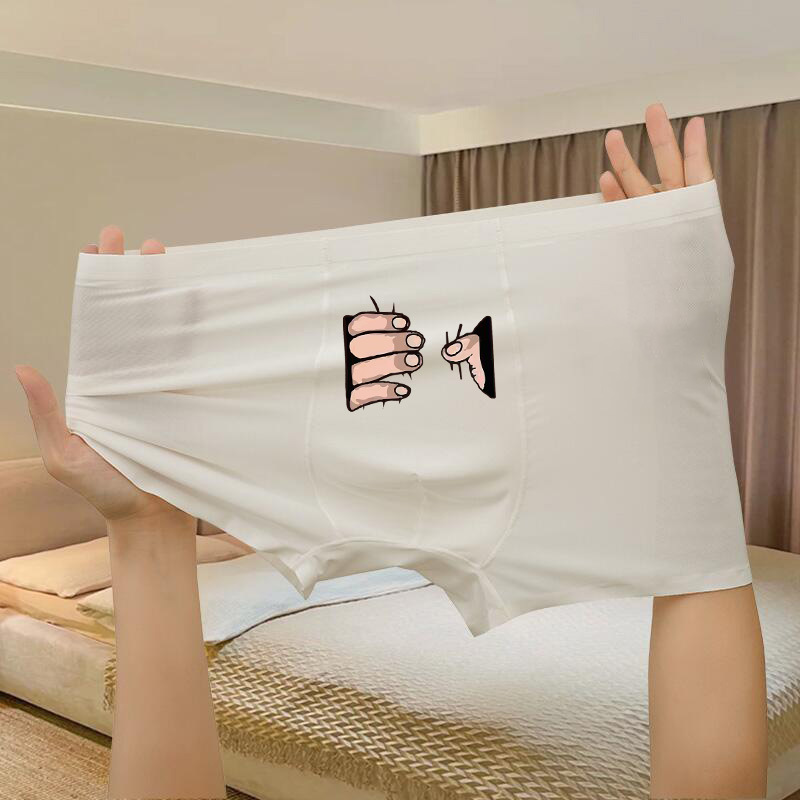 Cartoon Underwear Men's Ice Silk Funny Cute Funny Funny Creative Personality Boys Boxer Shorts