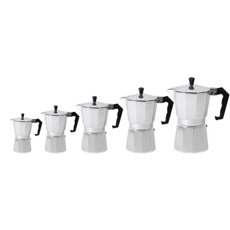 Transfronterizo en stock creativo italiano portátil hogar cafetera de aluminio octogonal café mocha olla al por mayor