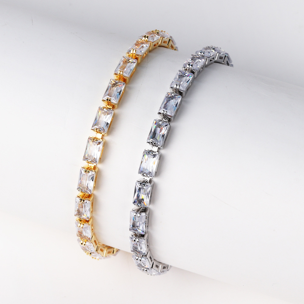 Copper Chain Material Copper Inlay Geometric Zircon Bracelets