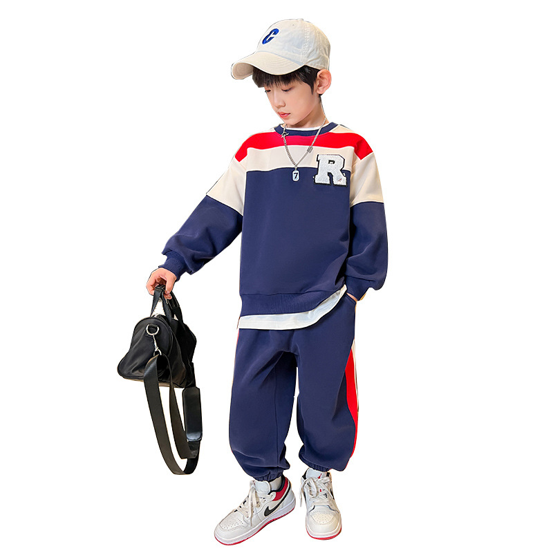 Pull et pantalon de sport à manches longues pour garçons, ensemble deux pièces tendance, beau, nouvelle collection printemps et automne 2023_voghion.com