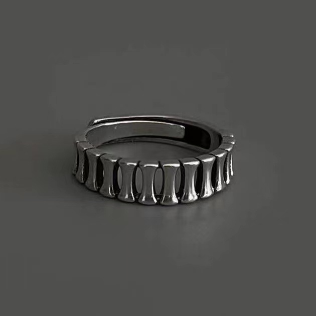 Thousand-Bone Opening Adjustable Men's Ring Silver European and American Style Niche Design Ring Cold Style Single Ring Adjustable