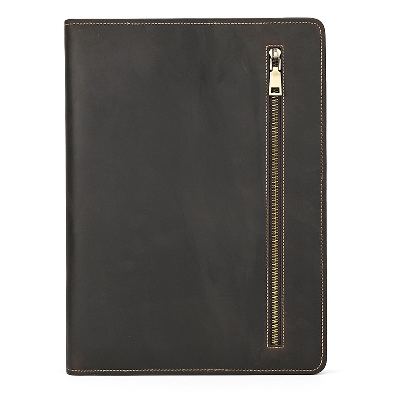 Cross-Border Retro Crazy Horse Leather Folder iPad Protective Cover Pen Slot First Layer Cowhide 12.9inch Tablet Computer Bag