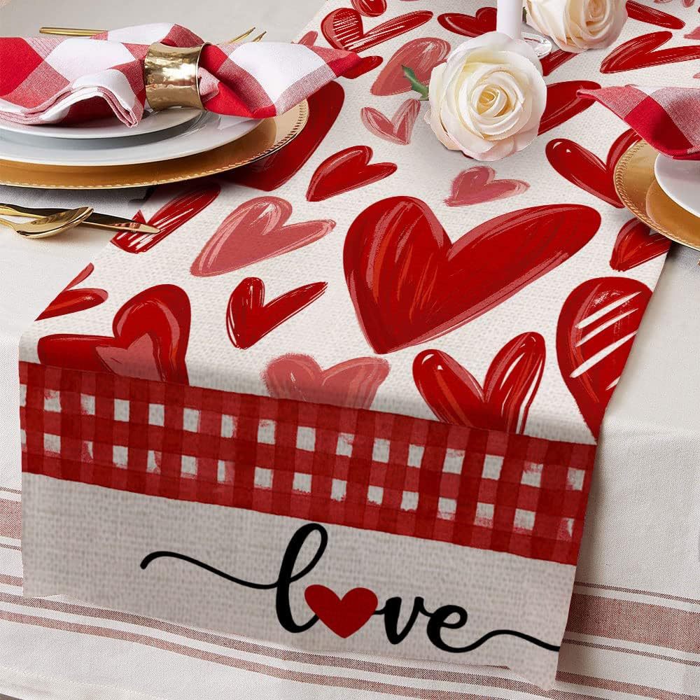 Valentine's Day Casual Vacation Letter Linen Tablecloth display picture 2