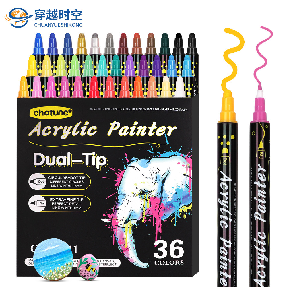 Doble cabeza gouache acrílico rotulador de cabeza redonda Doodle pen set pintura impermeable DIY de cerámica graffiti rotulador
