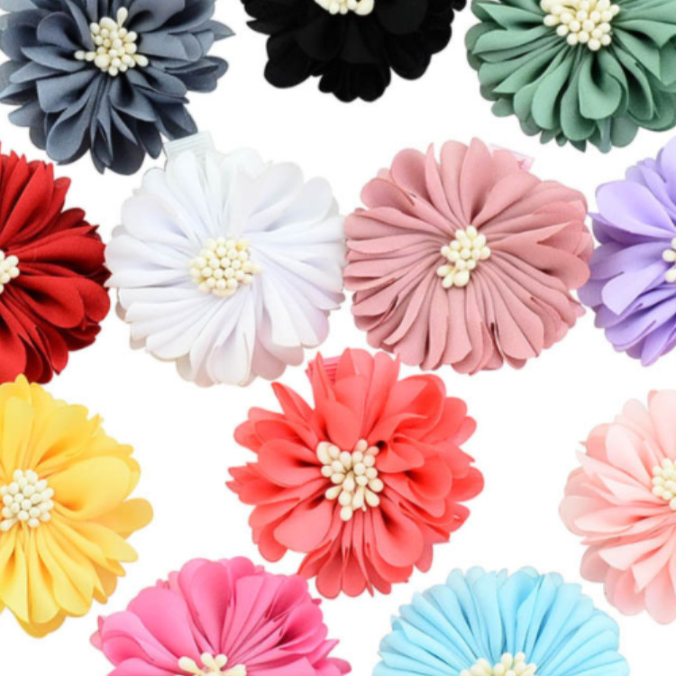 现货丁布仿真牡丹花织带小花 涤纶缎带丝带小花diy服装头饰花配饰