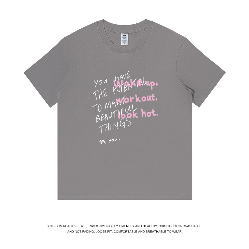 メンズストリートファッションレタープリントTシャツ半袖メンズラウンドネックニッチデザイントレンドTシャツカジュアルで万能なトップス|undefined