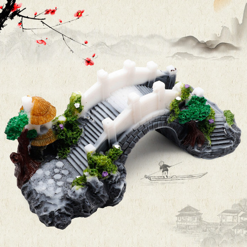 Factory direct water aquarium landscaping bridge resin avoidance pavilion bridge turtle tank climbing terrace fish tank decoration supplies arch bridge