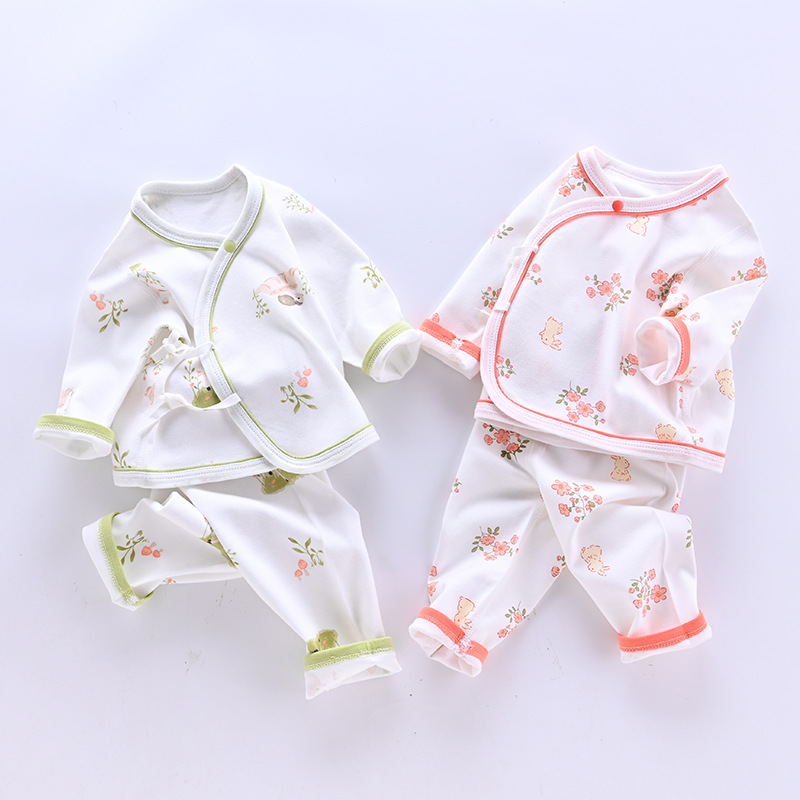 Outerwear Intimates, Kidsren's Close-Fitting Autumn Clothes and Long Trousers Set, Baby Pure Cotton Separate Clothes, Newborn Baby, Class a Short-Sleeved