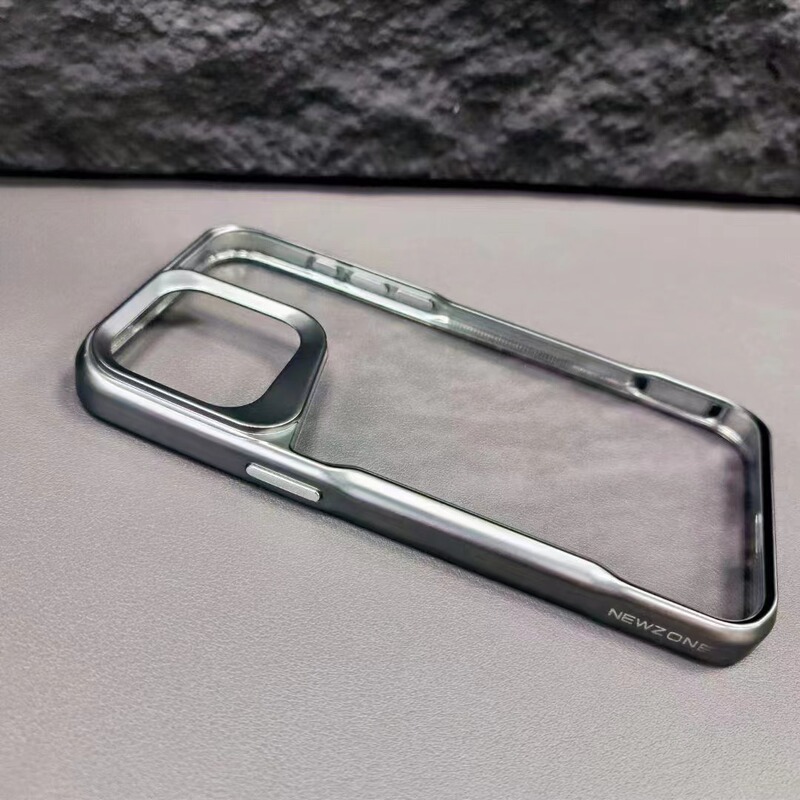 2024 New IP11-15PM Electroplated Edge Small Man Waist Transparent Mobile Phone Shell Irregular Armor Protective Cover