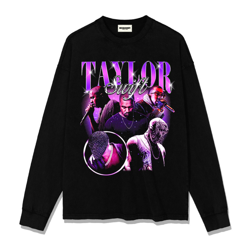 Retro KANYE WEST Spoof KANYE taylor Camiseta de manga corta suelta de algodón pesado