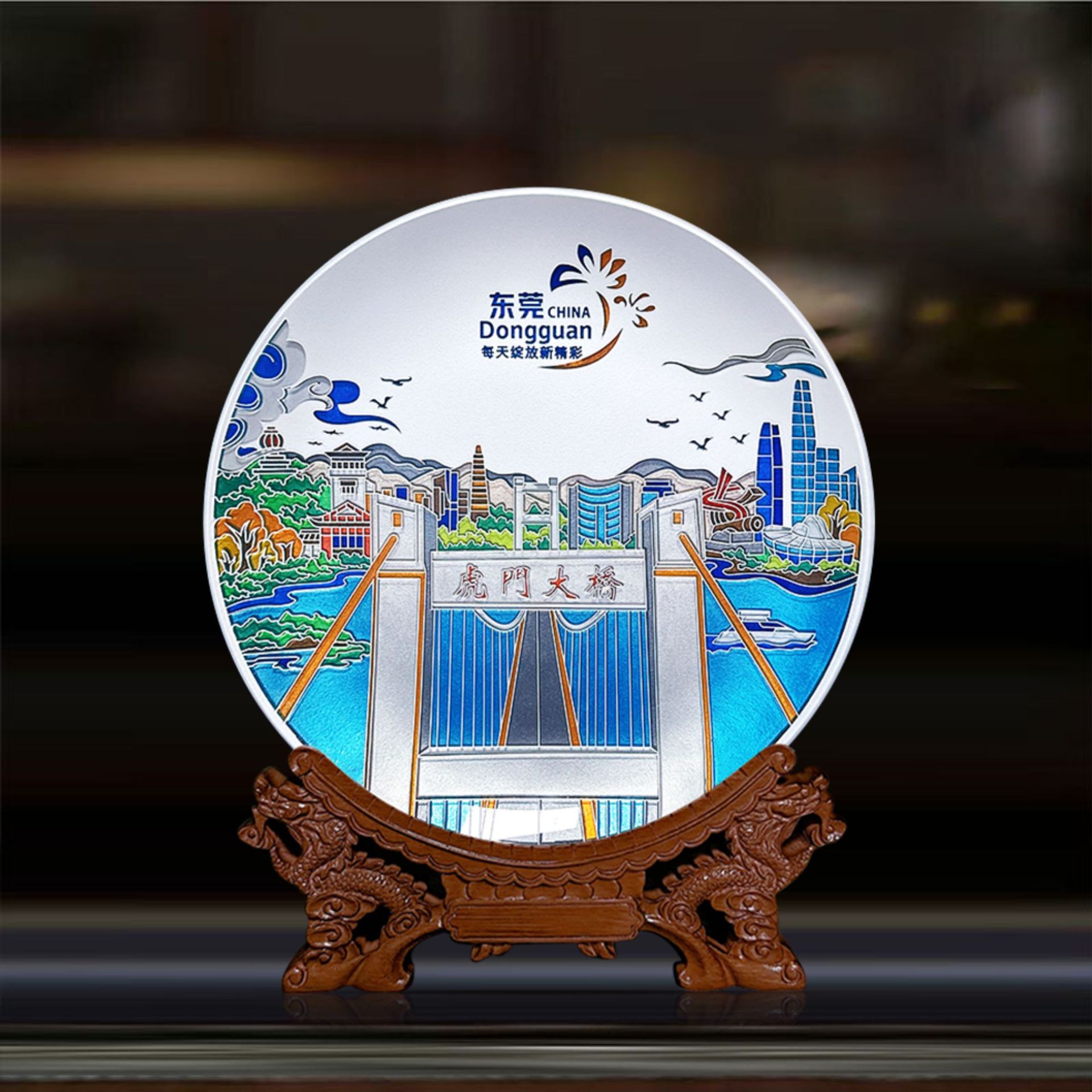 百福厂家直销东莞印象东莞城市风光旅游景点纪念品晶化玻璃晶雕