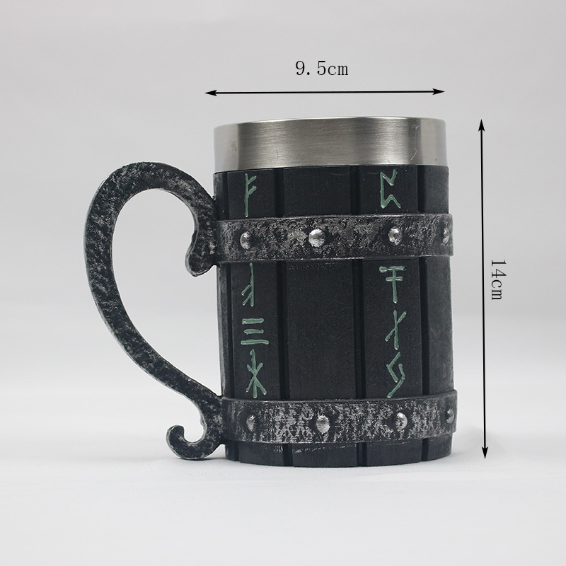 Taza de cerveza en relieve de acero inoxidable de resina creativa americana Taza de calavera punk de personalidad retro