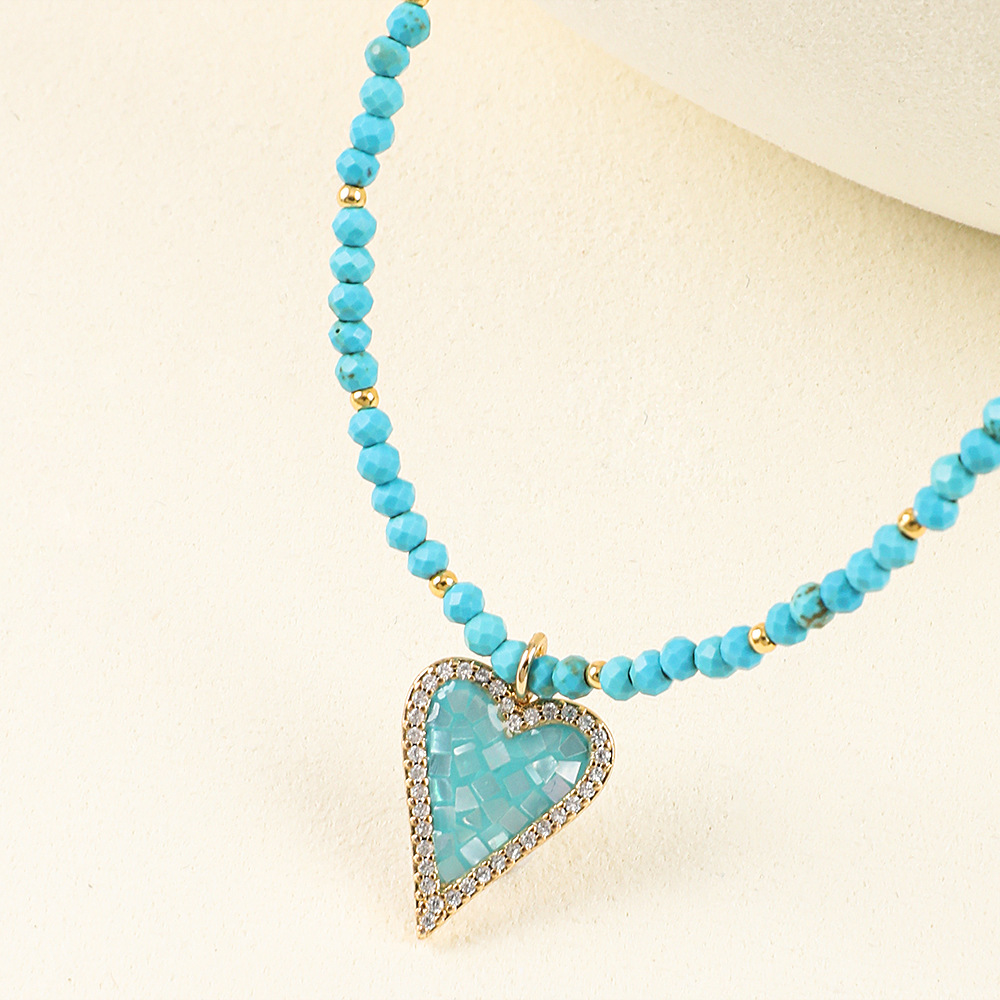 20g Weight Necklace Classification 1 Piece Quantity Travel Occasion Alloy, Agate Material Heart Shape Pattern Women's Gender Beaded Design Ethnic Style, Bohemian Style Ethnic Style Bohemian Heart Shape Alloy Agate Necklace In Bulk 13