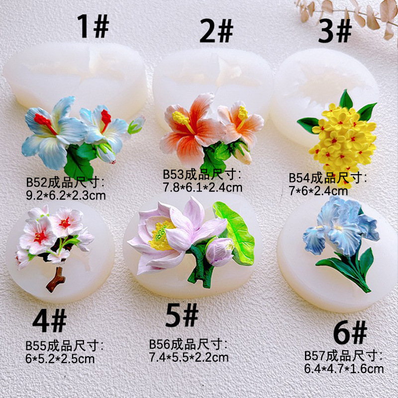 Serie de flores Osmanthus con aroma dulce, flor de durazno, flor de durazno, flor de hibisco, molde de silicona, vela de aromaterapia de epoxi hecha a mano creativa