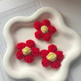 钩织泡芙花手工编织毛线花太阳花 diy服饰包包鞋子配饰手工缝制