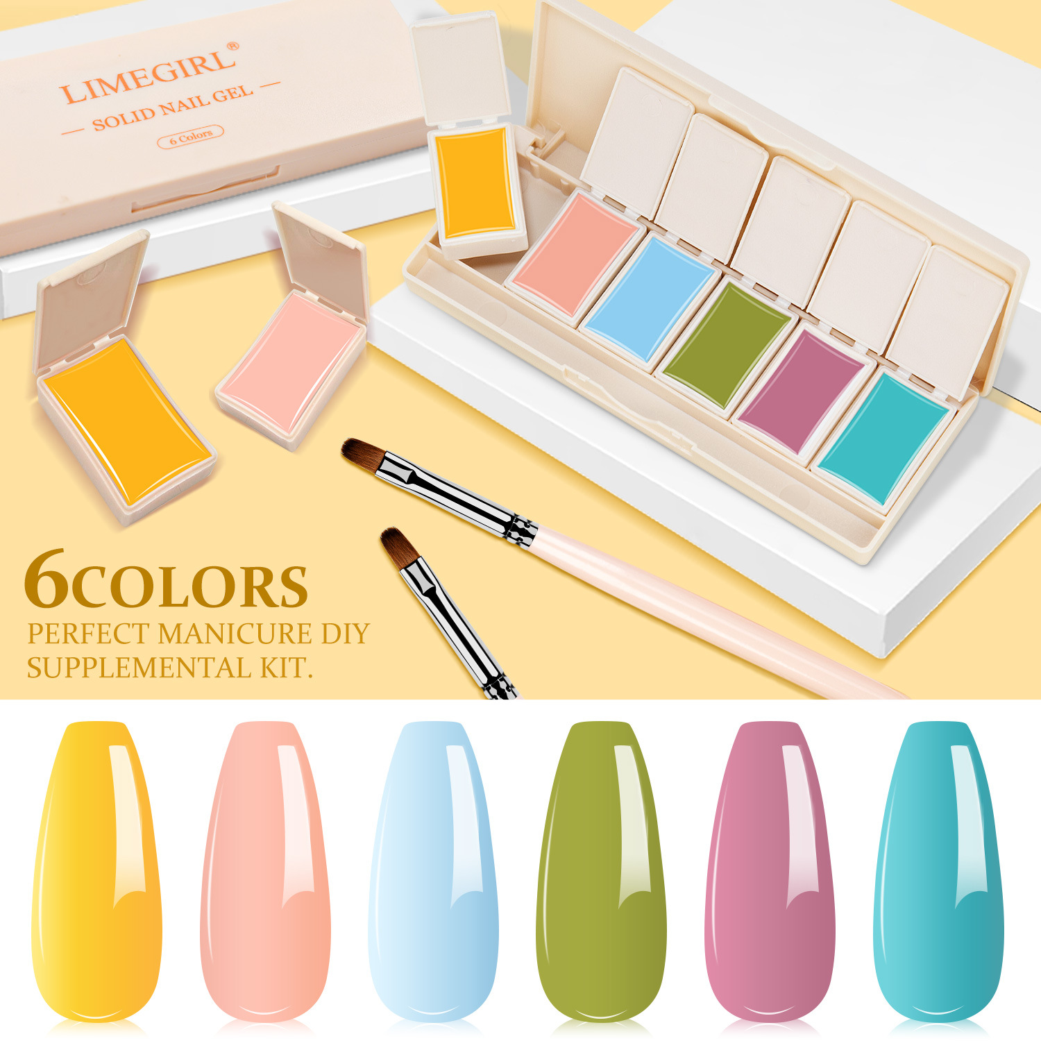 2022new 6-color crema sólido pegamento de sombra de ojos plato conjunto fototerapia esmalte de uñas pegamento traje transfronterizo exclusivo