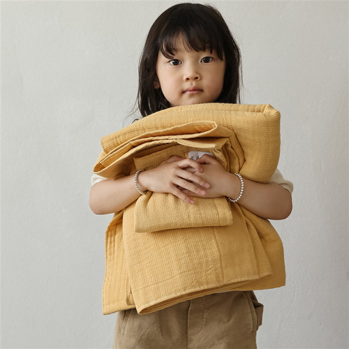 Solid Color Wrinkled Gauze Square Scarf Plain Simple Hotel Homestay Bathroom Towel Children Adults Soft Skin Bath Towel