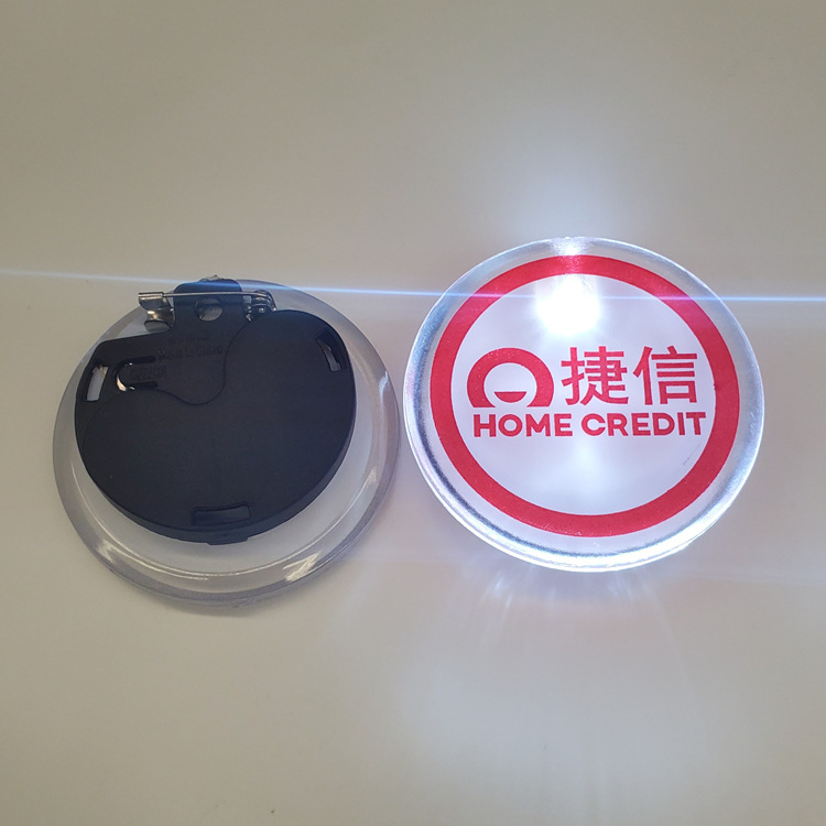 Acrílico redondo luminoso insignia LED publicidad insignia deportes al aire libre fiesta Festival PS luz intermitente insignia regalo