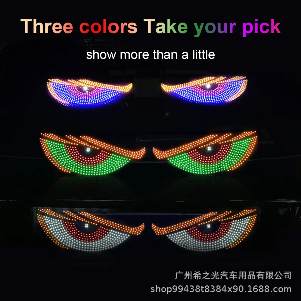 Cross-Border Car Led Devil Eye Light Sticker USB Car Devil Eye Led Display Screen Expression Car Atmosphere Light