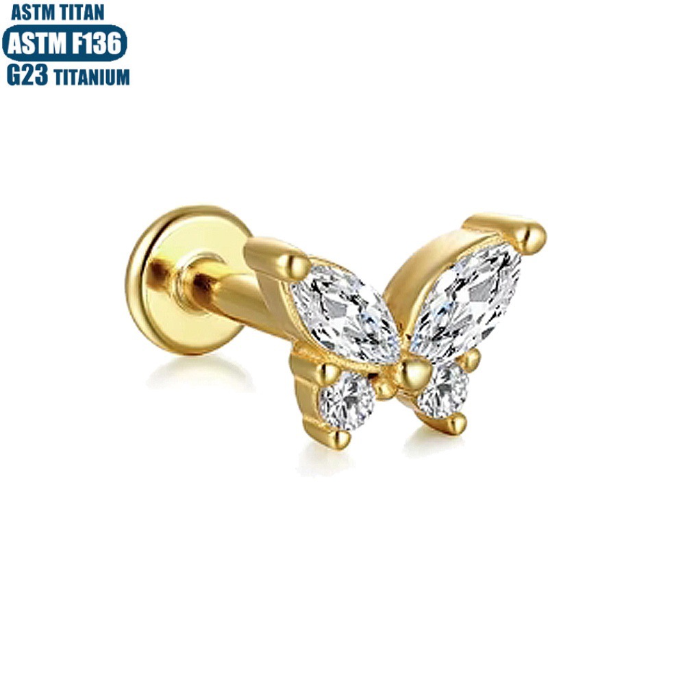 Pointed titanium steel lip stud product view
