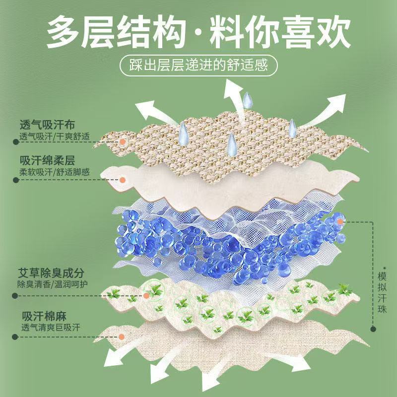 Las plantillas para hombre son absorbentes del sudor y desodorantes, hechas de artemisa, algodón y lino, plantillas desodorantes con bordes, cómodas y transpirables, plantillas de verano para hombres y mujeres.