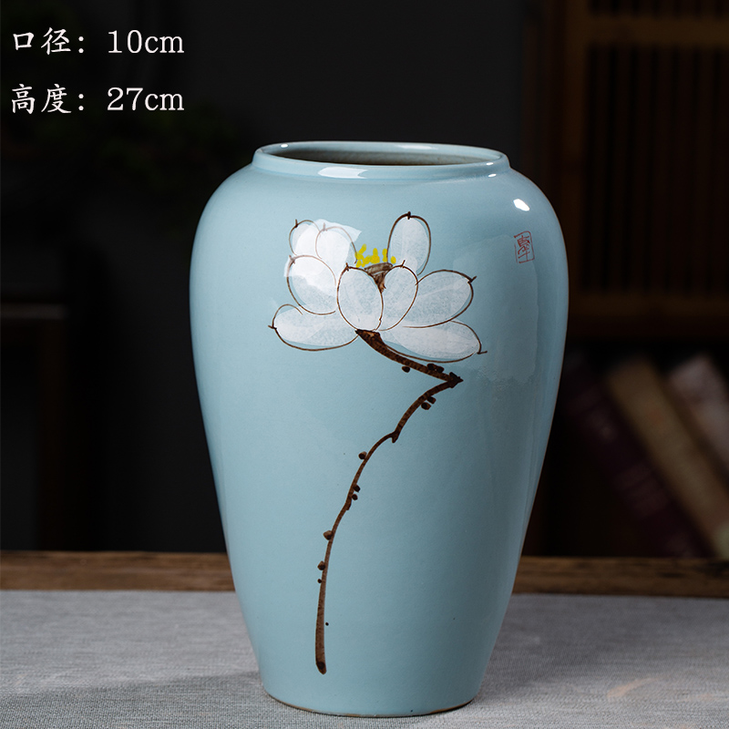 Jingdezhen nuevo jarrón de cerámica china planta maceta de flores de cerámica vintage flor seca sala de estar decoración moderna simple estricta