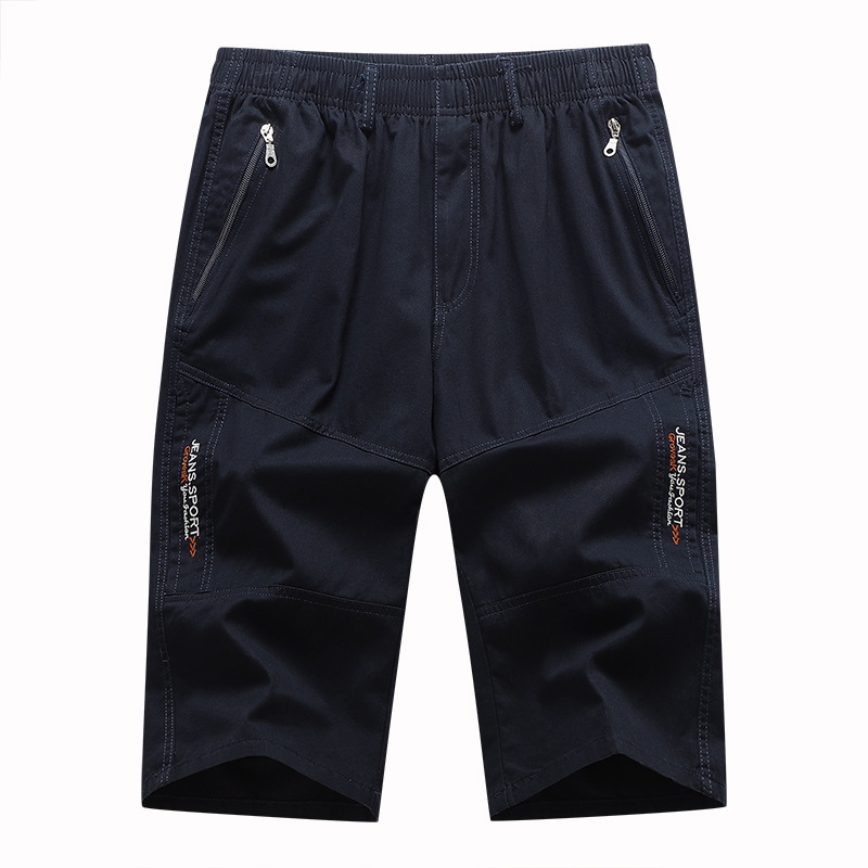 2025 Summer Casual Shorts New Style Middle-Aged Men's Home Essential Cropped Pants Pure Cotton Beach Pants Factory Direct Sale