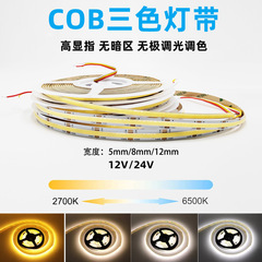 低電圧 12v インテリジェント無段階調光可能な 3 色 cob ライト、2 色の LED ストリップ付き、粘着式リビングルームホーム 24v ソフトライトストリップ