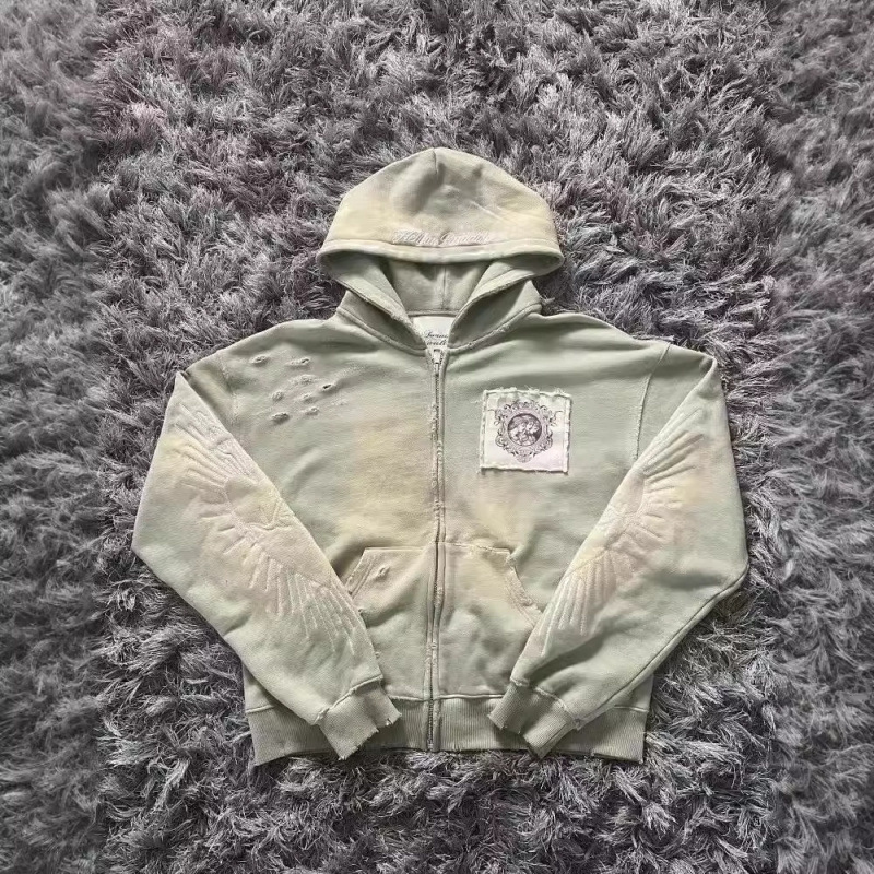 Felpa con cappuccio corta stampata da uomo, felpa con cappuccio stampata alla moda con cerniera e cappuccio - Pullover leggero con tasche per uomo e donna_voghion.com