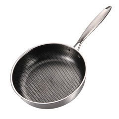 Manufacturer stainless steel household flat bottom frying pan non-stick deep frying wok uncoated steak frying pan drop shipping