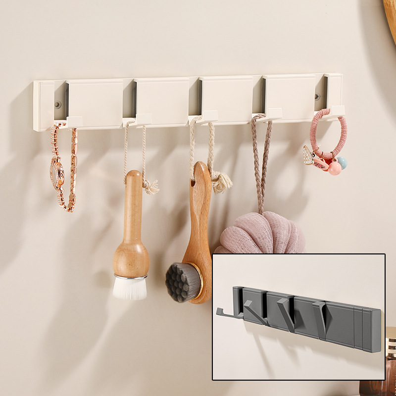 Blanco crema gancho invisible percha de ropa puerta de pared trasera sala de prueba plegable puerta de entrada pared perforación de gancho