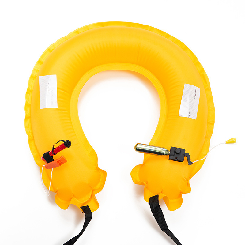Yellow automatic inflatable swimming ring