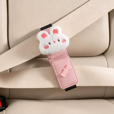 Seatbelt Adjuster for Children in Car Rear Seats, Anti-Strangling Magnetic Fixing Device for Babies, Universal Auxiliary Protection (Other Automotive Safety Supplies) - seatbelt-adjuster1-piece-pink-rabbit