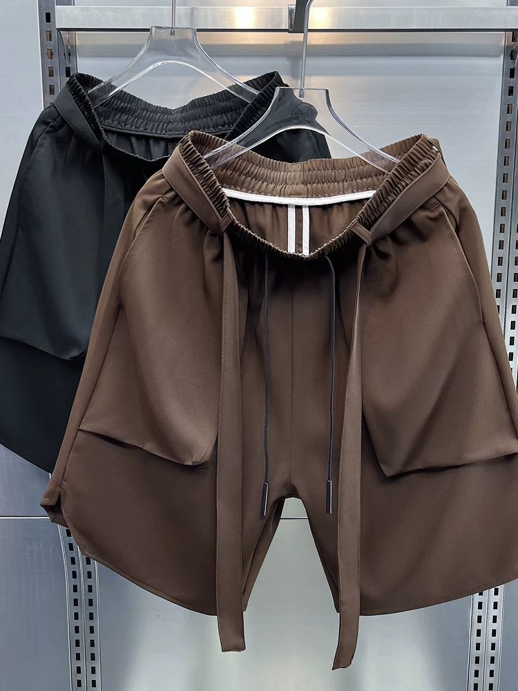 Men's Thin Casual College Style Loose Fit Cargo Shorts Trendy Versatile Functional 5 Inch_viptrois.com