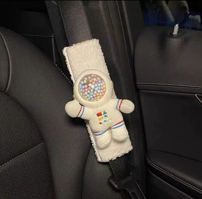 Seat belt shoulder pad Cover Decoration Cartoon Cute - white-rainbow-astronaut-20cm7cm