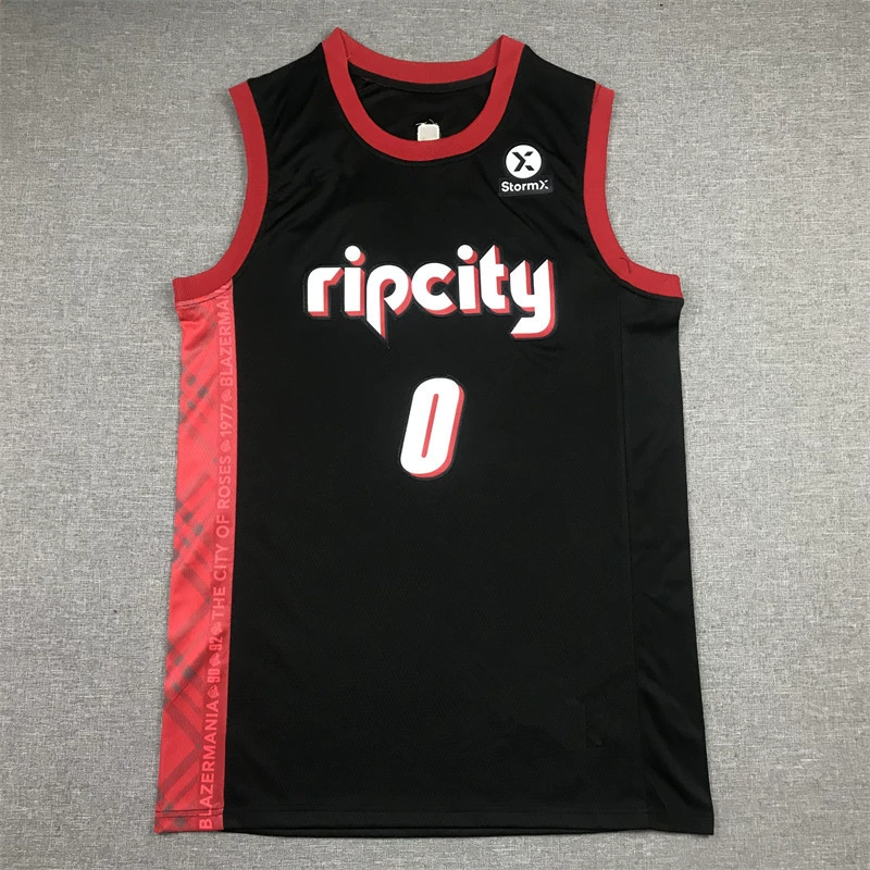 Вышитая баскетбольная майка Trail Blazers №0 Лиллард баскетбольная майка Trail Blazers