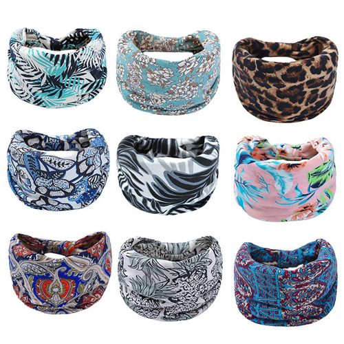 Euramerican Cross-Border Bohemian Yoga Sweatband Cross-Strapped Sweat-Proof Elastic Headband Postpartum Headband Wholesale