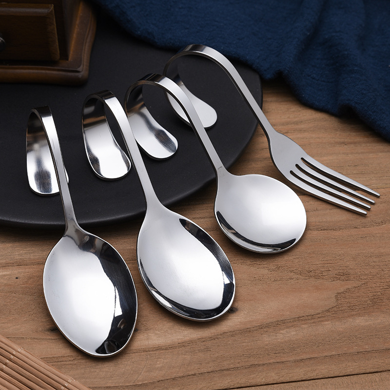 Stainless Steel 1010 Tableware Bent Handle Pointed Fork Salad Dessert Round Spoon Twisted Hotel Supplies Buffet Spoon Stainless Steel 1010 Tableware Bent Handle Pointed Fork Salad Dessert Round Spoon Twisted Hotel Supplies Buffet Spoon