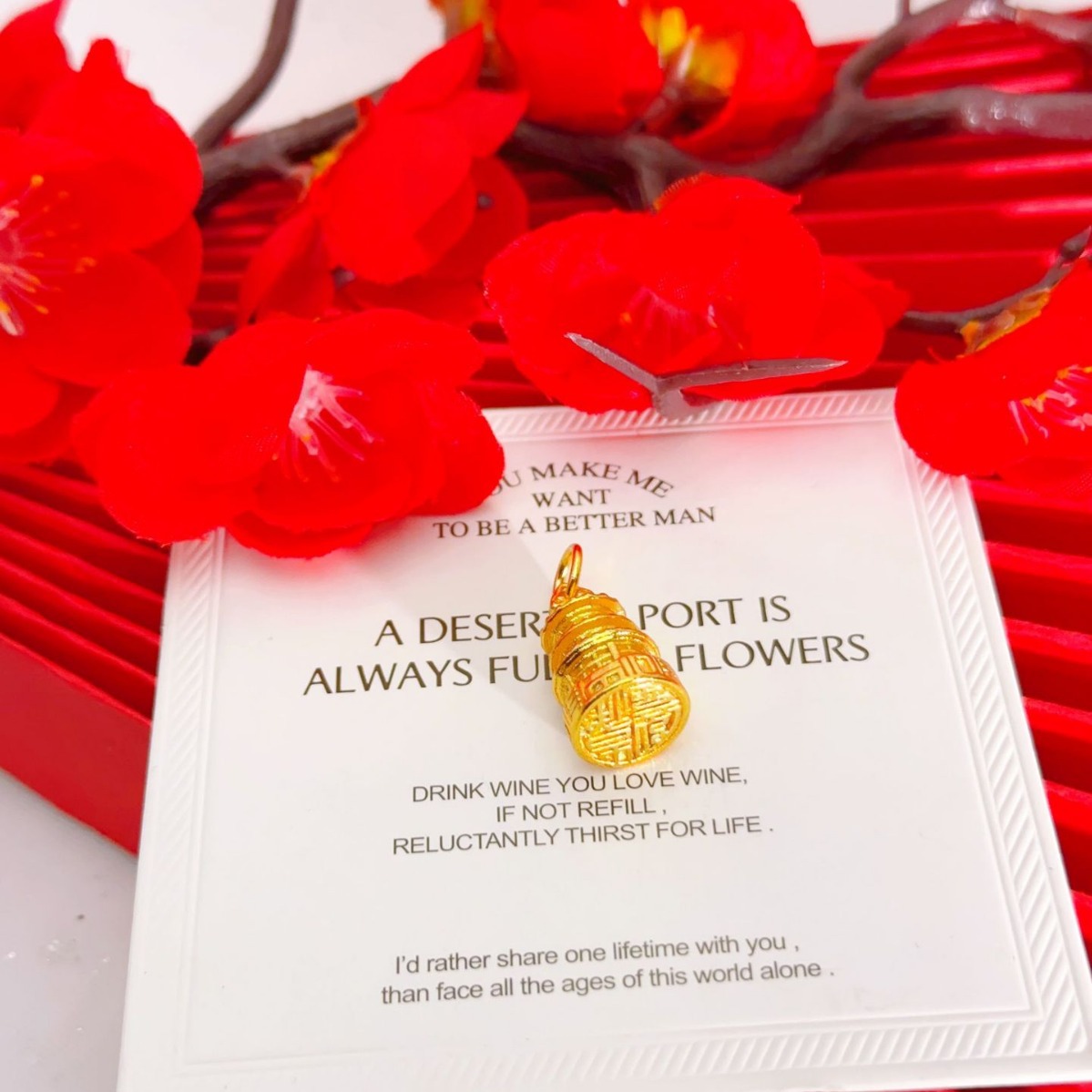 越南沙金diy配件龙凤呈祥如意锁宝塔印章平安扣牡丹花流苏吊坠女