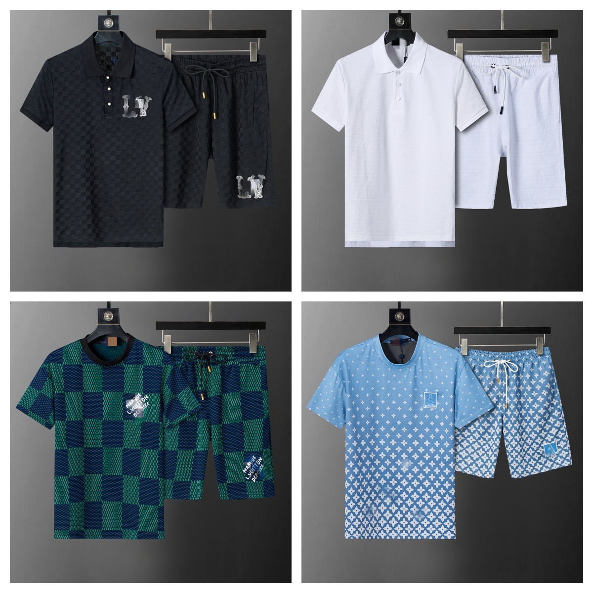 High-quality FEN short-sleeved suit, DI collar suit, classic letter all-over print POLO suit for men and women.