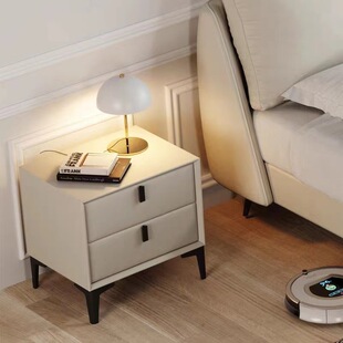 Bedside Table Nordic Light Luxury Simple Modern Bedroom All Solid Wood Installation-Free Simple Small Low-Legged Bedside Storage Cabinet