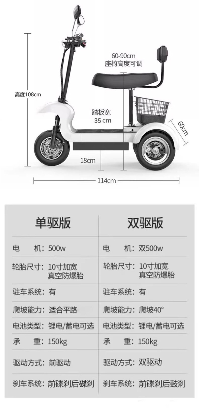 Electric tricycle for home use, small electric vehicle for women to transport children, battery-powered vehicle for the elderly, parent-child foldable mobility scooter